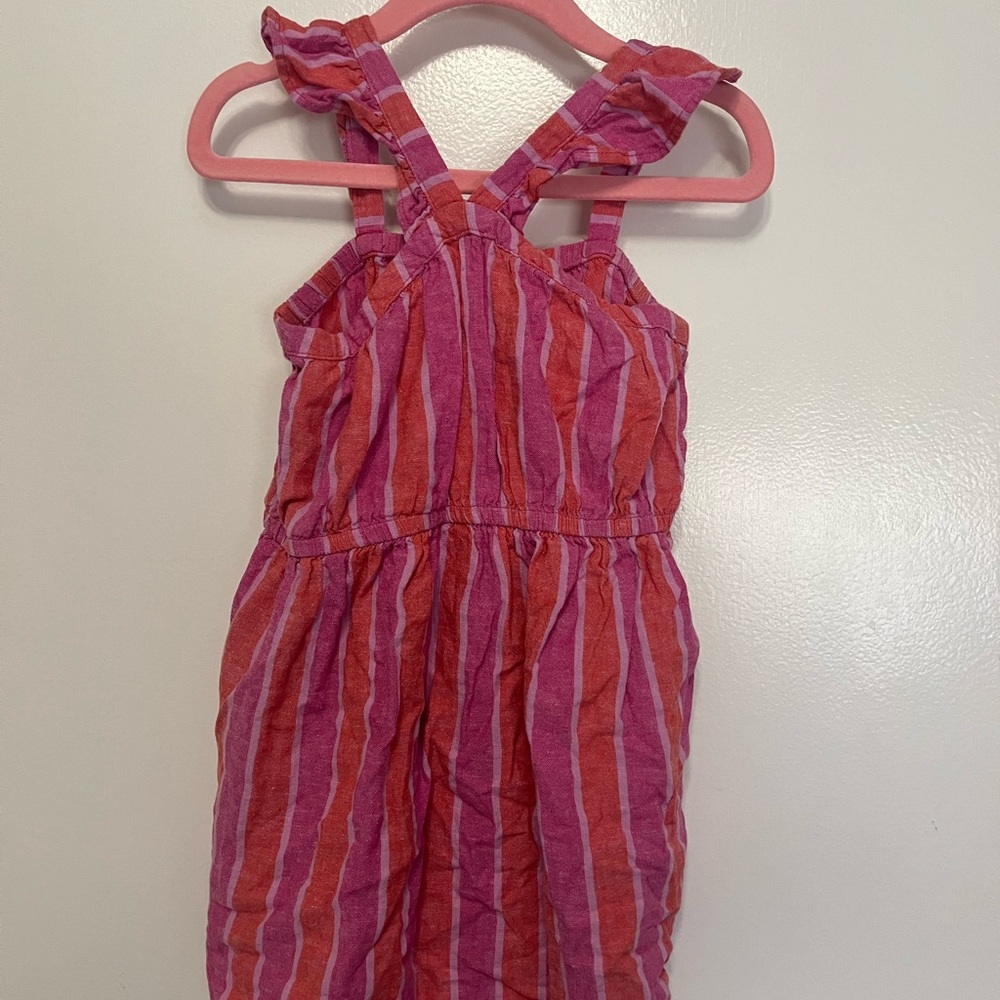 Striped Pink and Orange Kids Jumpsuit